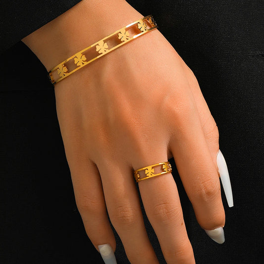 Ensemble Bracelet et Bague Trefle