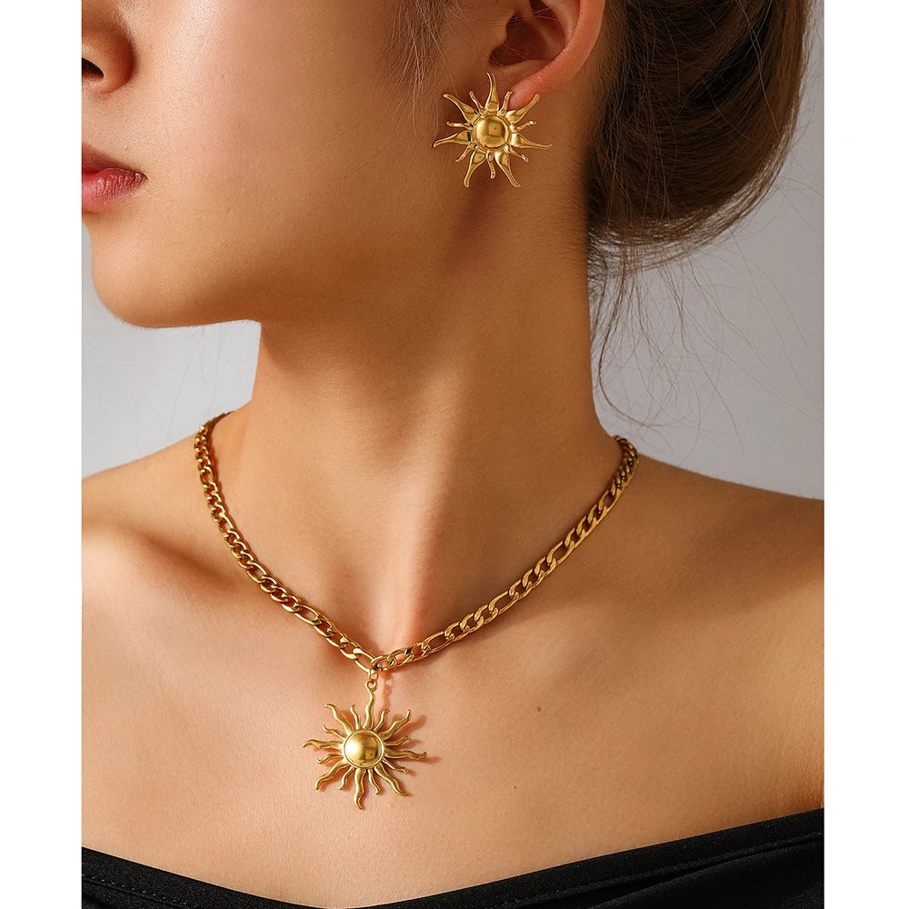 Ensemble Collier et Boucles d'Oreilles Sun