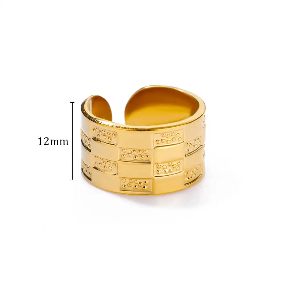 Bagues Géométriques Ouvertes Larges en Acier Inoxydable pour Femme, Bijoux Minimalistes, Bague de Mariage Ajustable, pour Documents Dorés