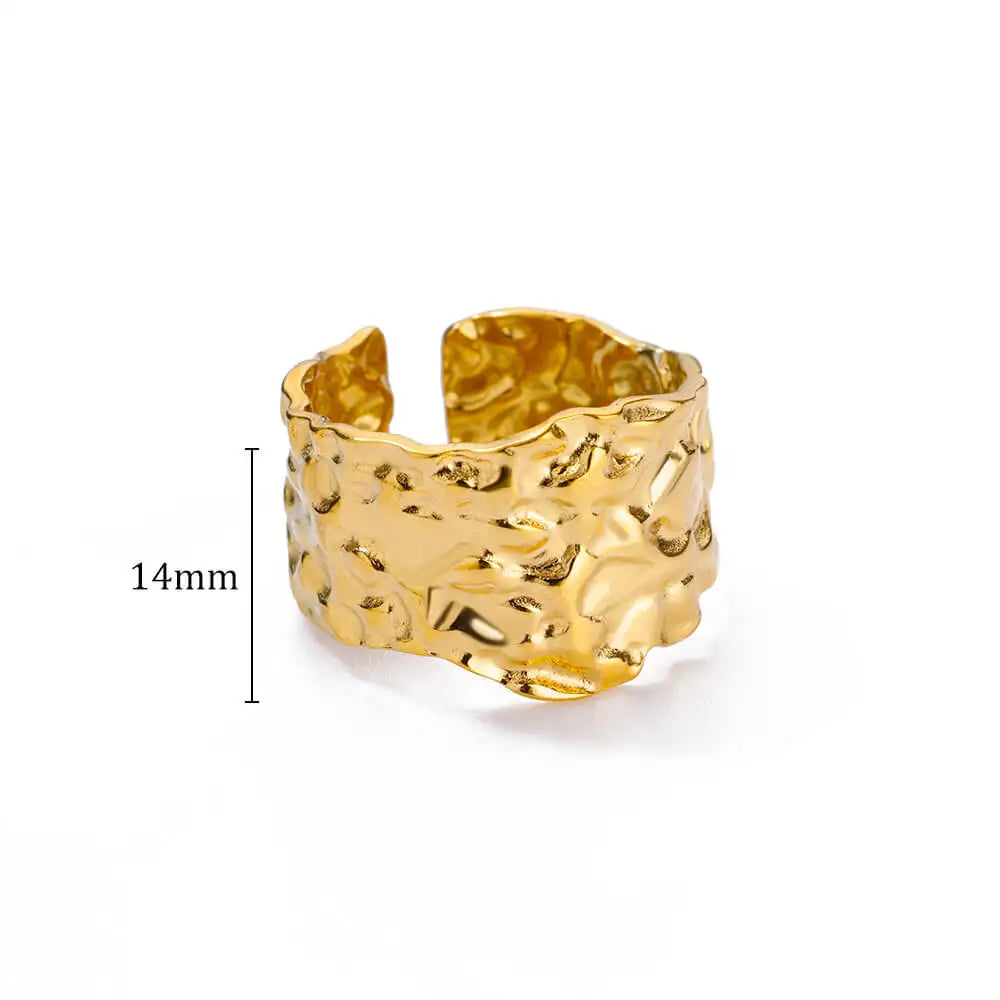 Bagues Géométriques Ouvertes Larges en Acier Inoxydable pour Femme, Bijoux Minimalistes, Bague de Mariage Ajustable, pour Documents Dorés