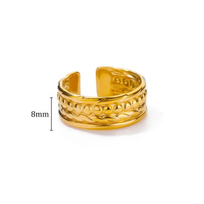 Bagues Géométriques Ouvertes Larges en Acier Inoxydable pour Femme, Bijoux Minimalistes, Bague de Mariage Ajustable, pour Documents Dorés